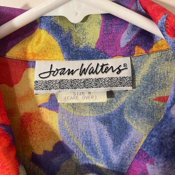 Vintage 1980s Joan Walters Floral Button-Up Blouse – Size M - Picture 9 of 11
